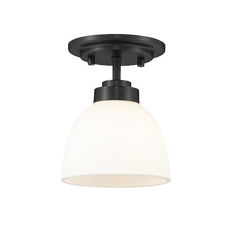 Z-Lite Ashton 1 Light Flush Mount, Matte Black & Matte Opal 443F1-MB